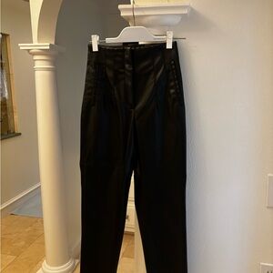 Zara Black High-Waisted Leather Trousers